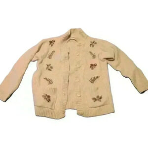 Elegant Beige Embroidered Cardigan